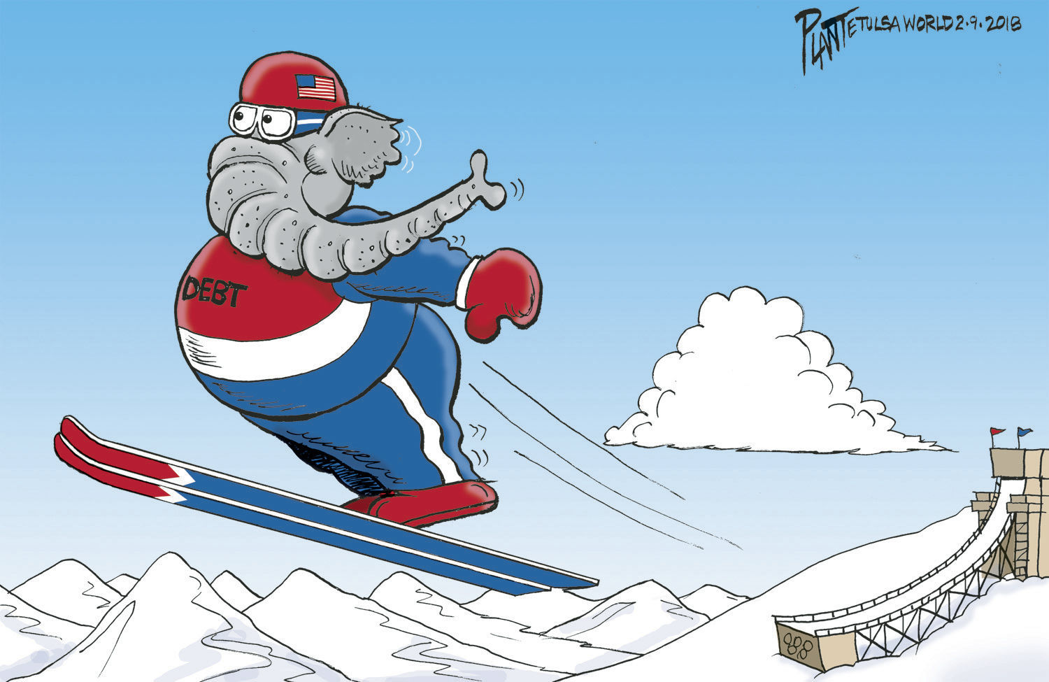 Bruce Plante Cartoon: Ski Jump to the moon